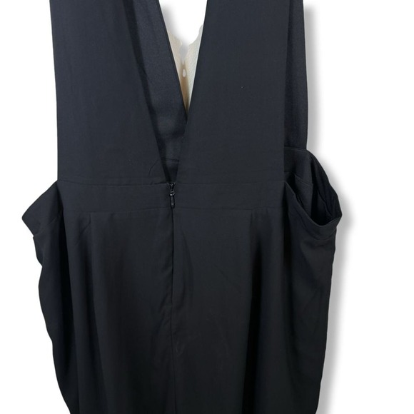 City Chic Plus Size Black Overall Dress Dual Front Slits Adjustable Straps Women - Picture 3 of 6